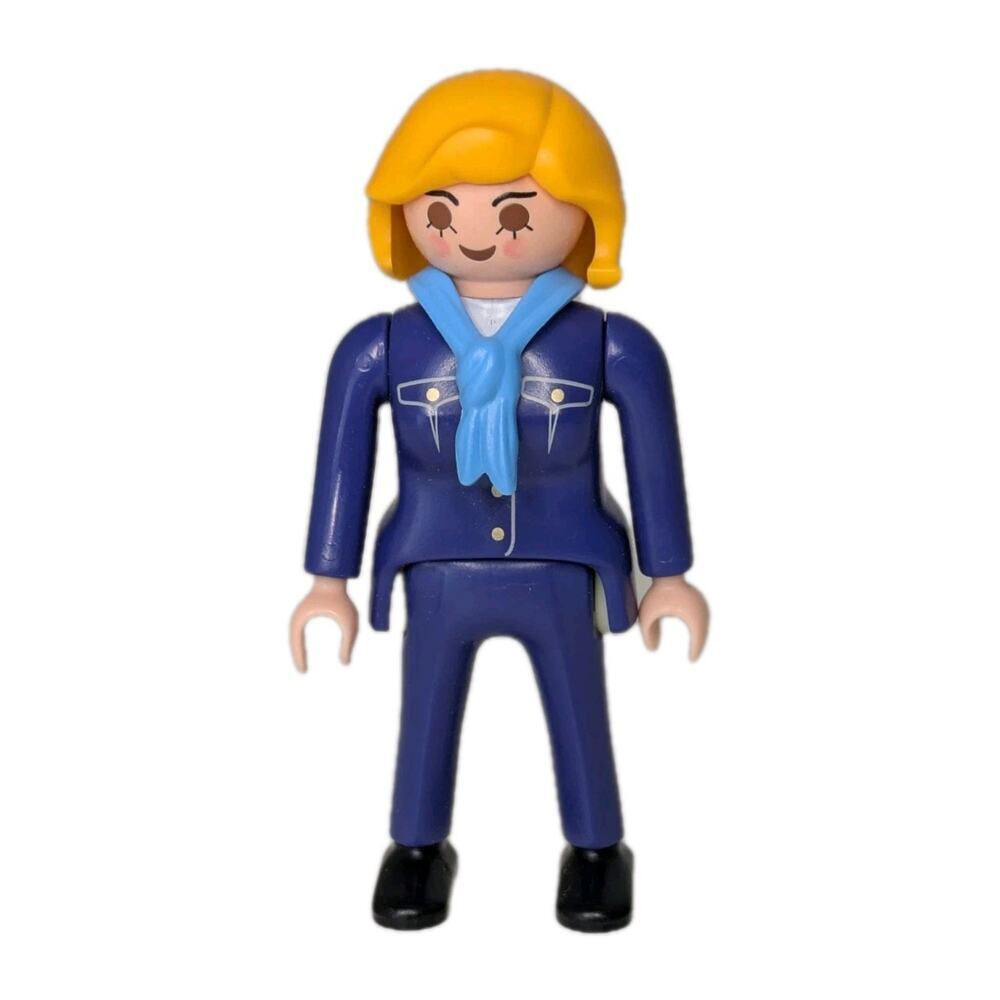 Playmobil Flight Attendant Stewardess Figure Replacement Blonde Hair Brown Eyes